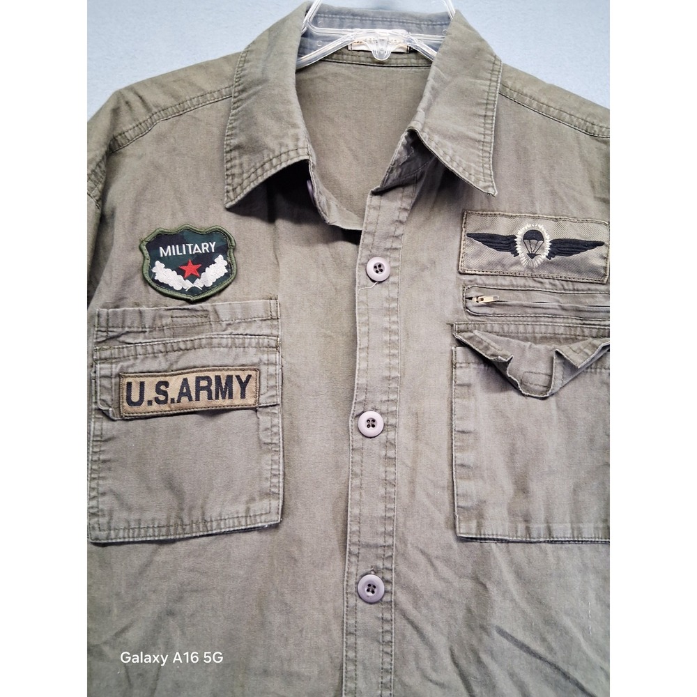 Rend Top U.S Army Button Up Shirt Men Size XXL Pockets/ Patches
